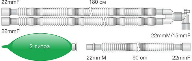 Контуры анестезиологические взрослые конфигурируемые Ø22 мм. Ref: 0114-mr132-03