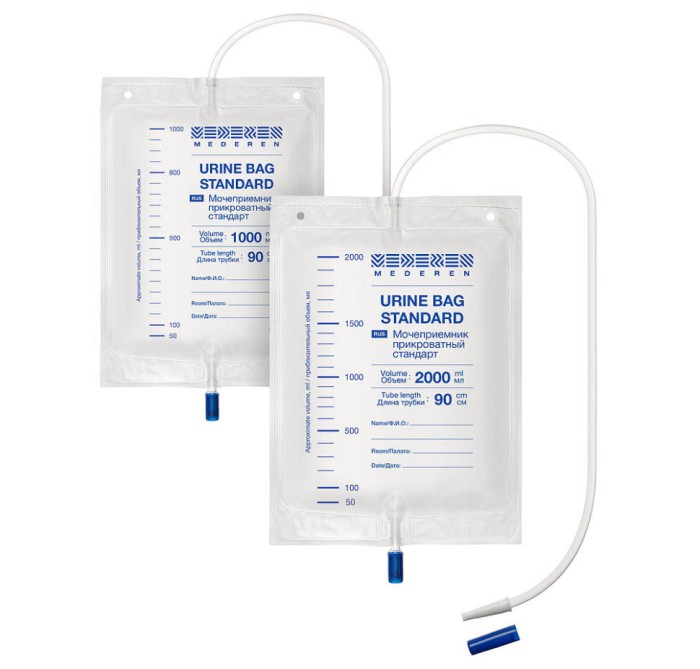 Мочеприемник прикроватный  Стандарт, объем 1000 мл. трубка 90 см.