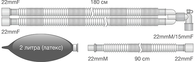 Контуры анестезиологические взрослые конфигурируемые Ø22 мм. Ref: 0114-mr132-02